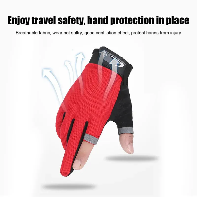 Summer Men's Fishing Gloves Anti-UV Cycling Women Two Finger Cut Male Touch Screen Angling Anti-Slip Breathable Fitness Gloves