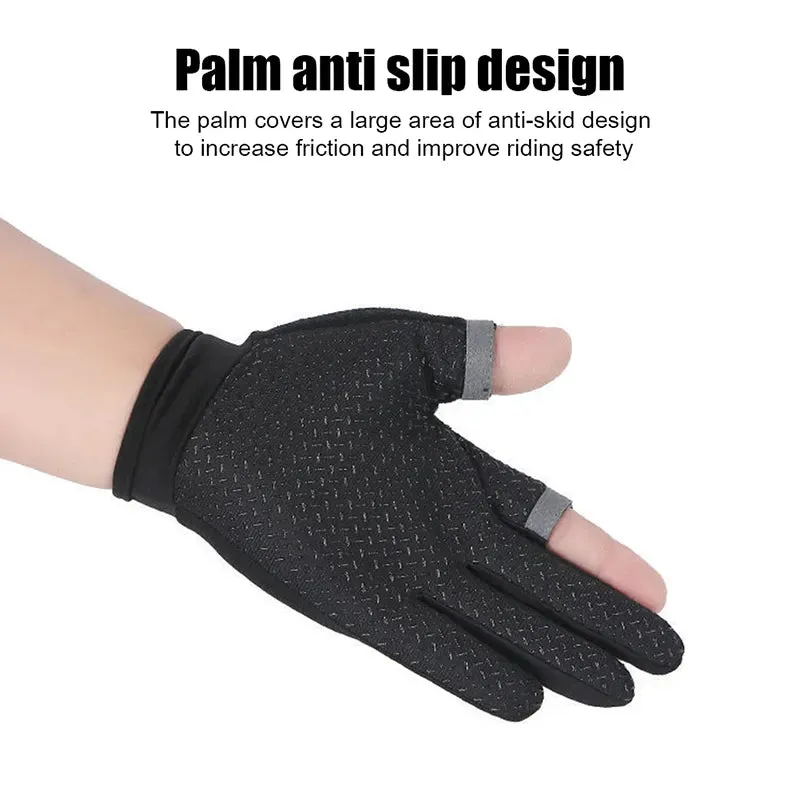 Summer Men's Fishing Gloves Anti-UV Cycling Women Two Finger Cut Male Touch Screen Angling Anti-Slip Breathable Fitness Gloves