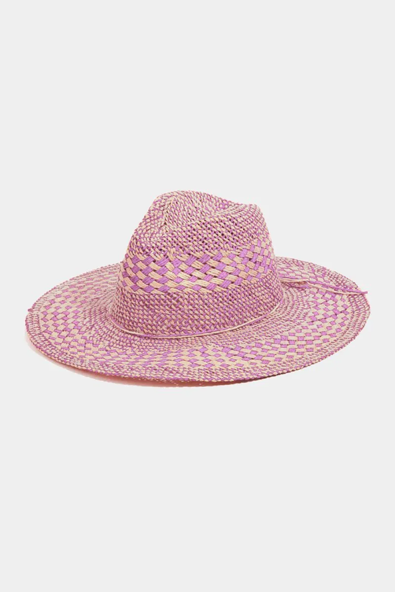 Sweet Peony Checkered Pink Straw Hat