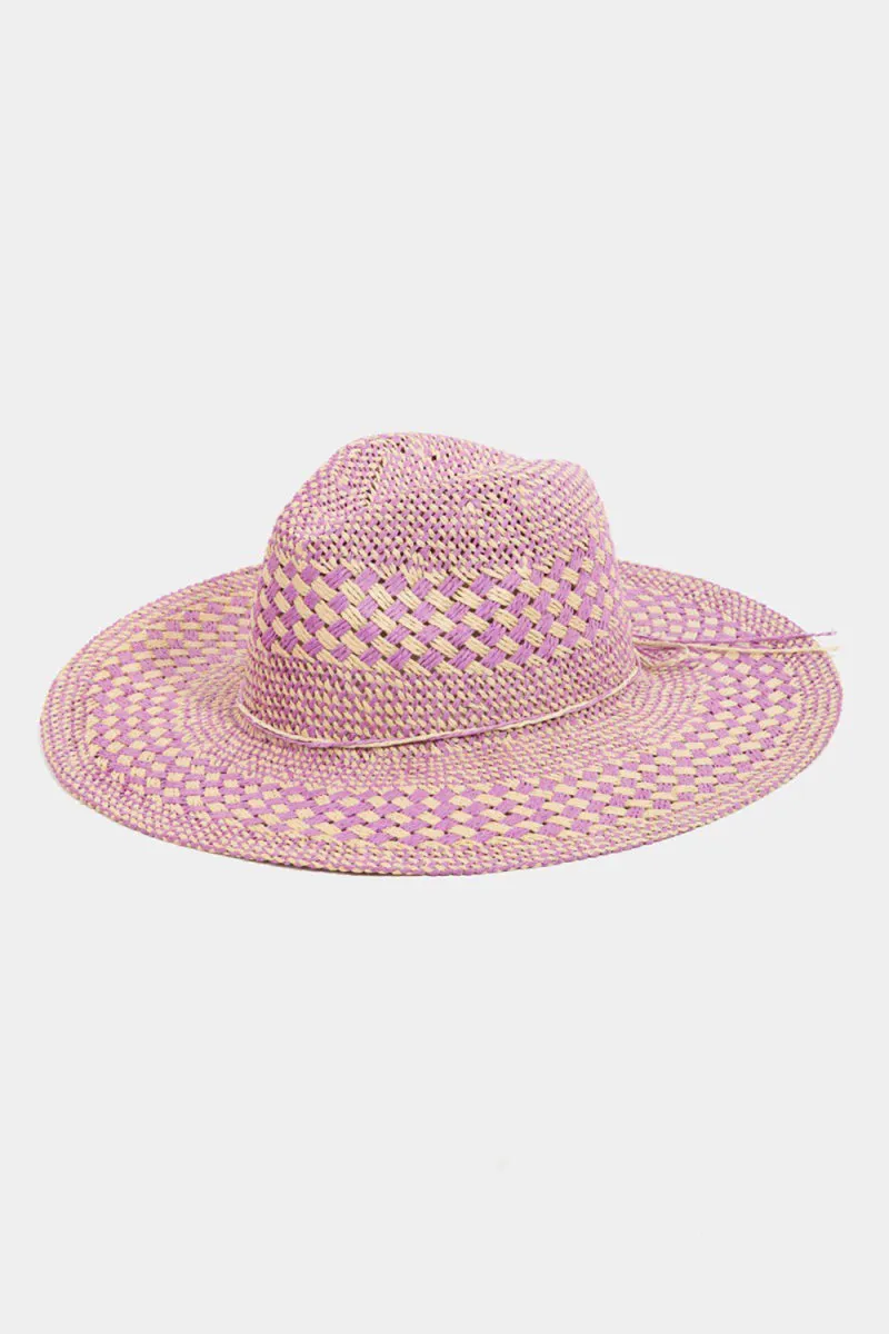 Sweet Peony Checkered Pink Straw Hat