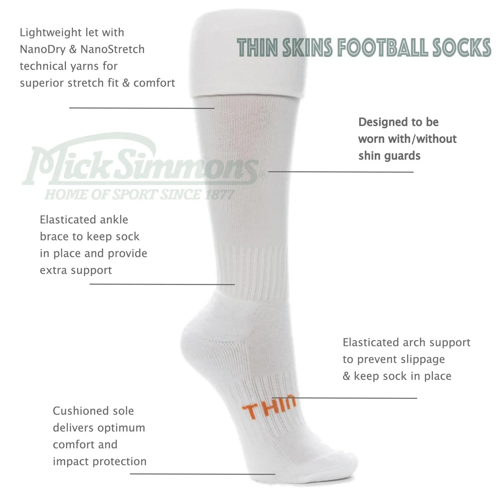 Thin Skins Football Socks - Navy Thinskins