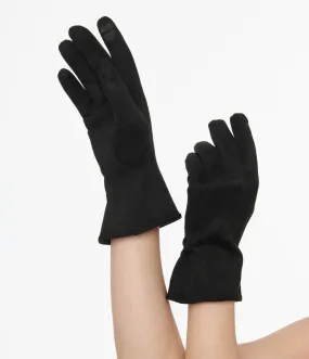 Unique Vintage 1950s Black Suede Gloves