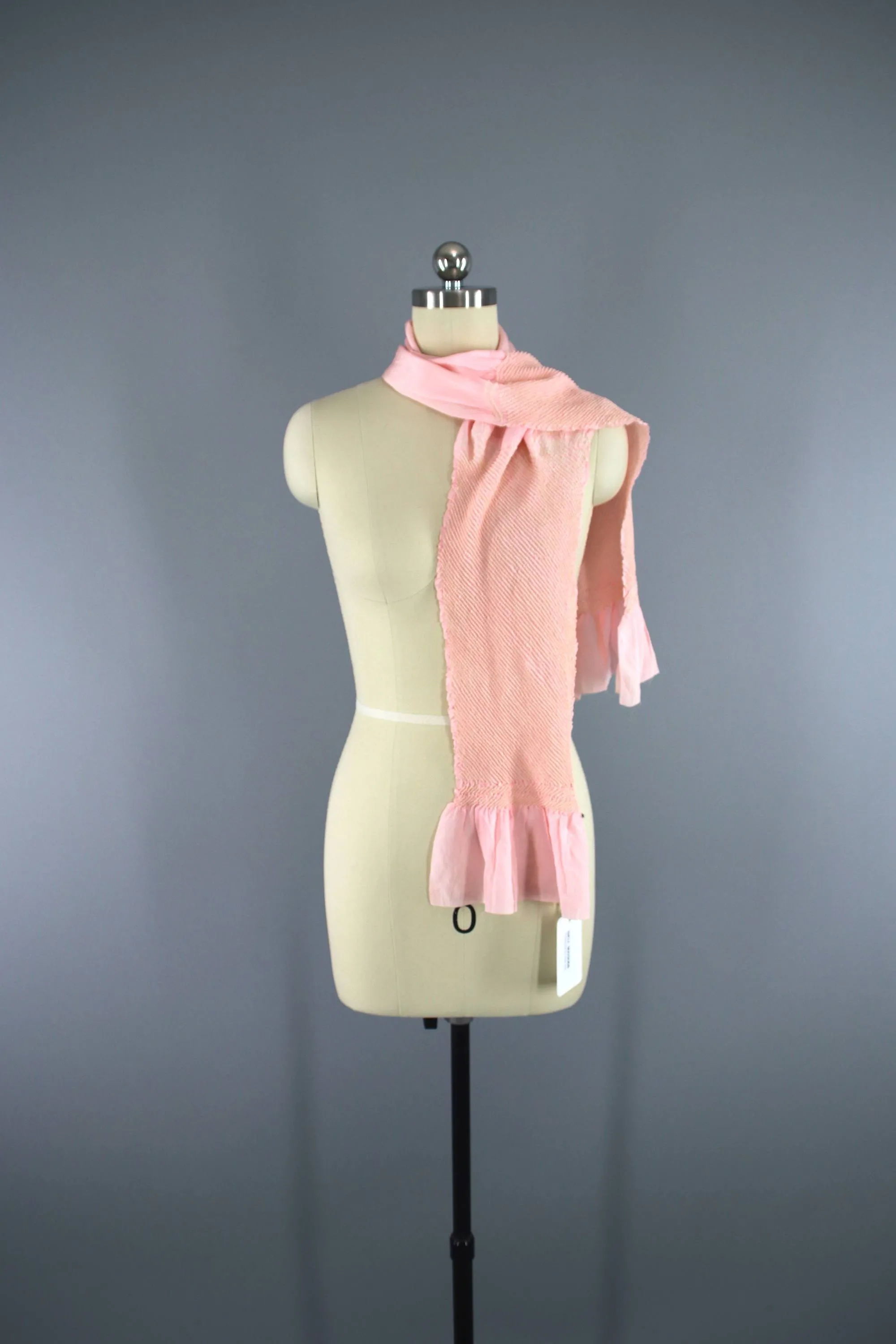 Vintage 1960s Silk Scarf Kimono Obiage / Blush Pink