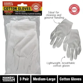 White Breathable Gloves - 3 Pairs