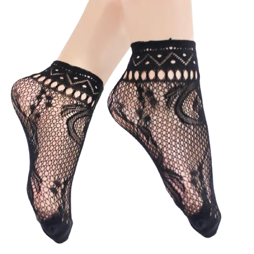 Women Mesh Silk Ultra-Thin Transparent Nylon Lace Socks